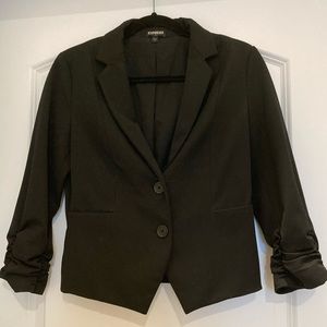 Fitted Ruched Sleeve Blazer